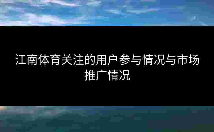 江南体育关注的用户参与情况与市场推广情况